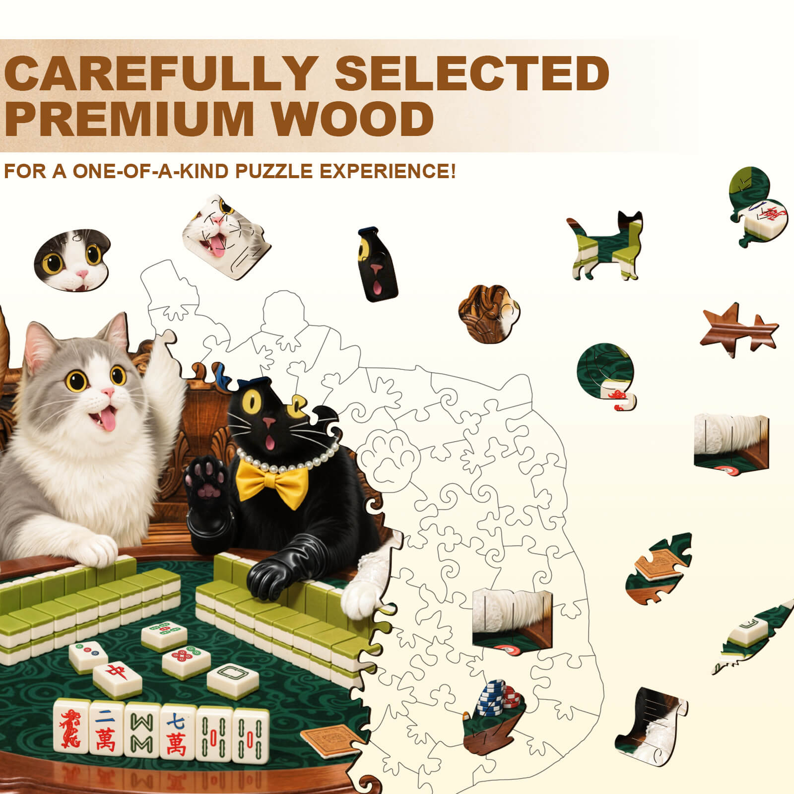 Kitten Mahjong Wooden Jigsaw Puzzle