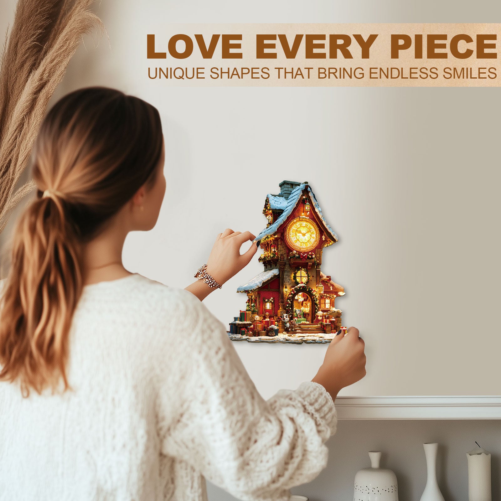 Christmas Clock Tower-2 Wooden Jigsaw Puzzle