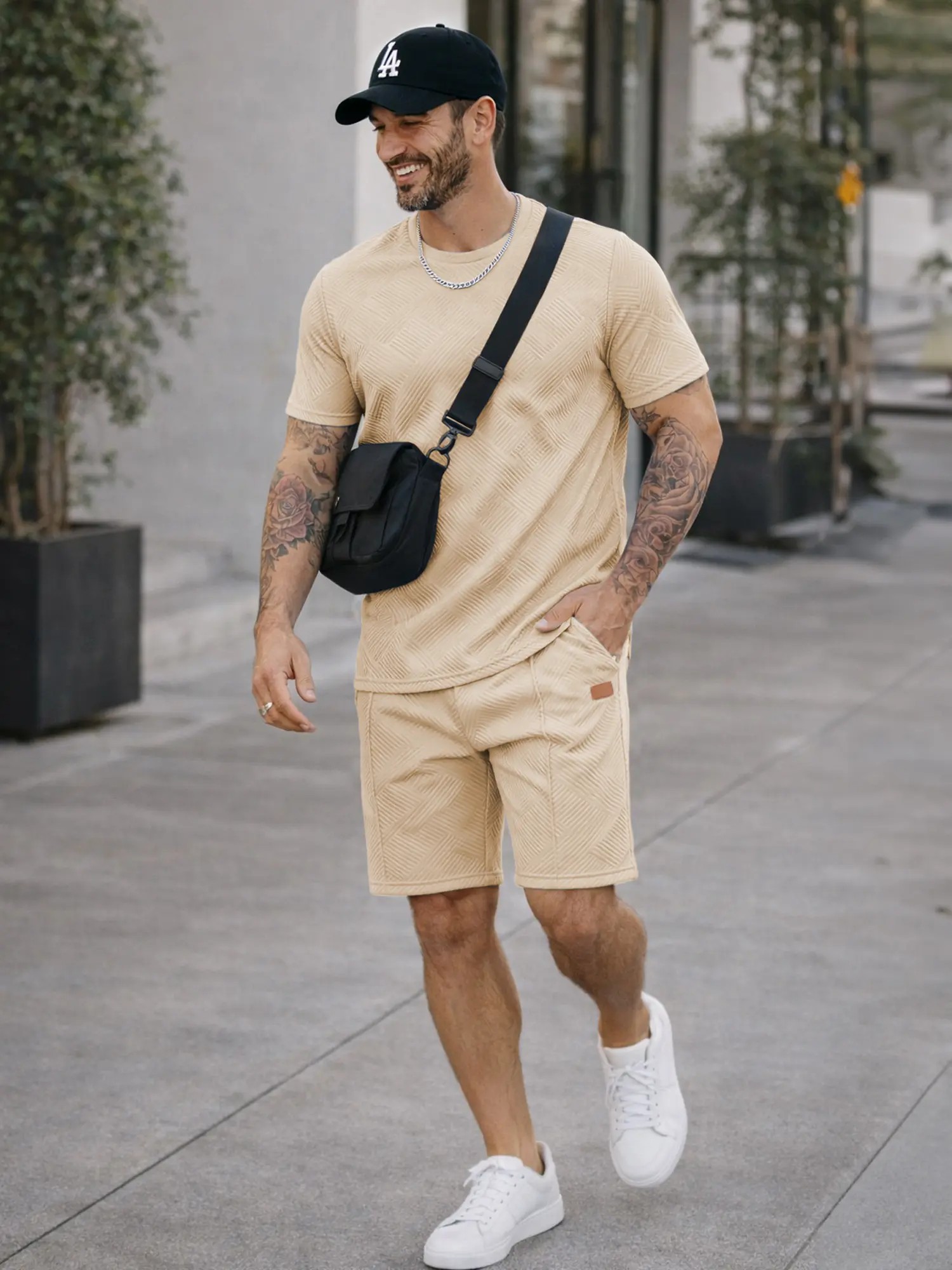 Men’s 2-Piece Summer Outfit Set – Breathable T-Shirt & Shorts Tracksuit with Pockets, Casual Athletic Matching Set