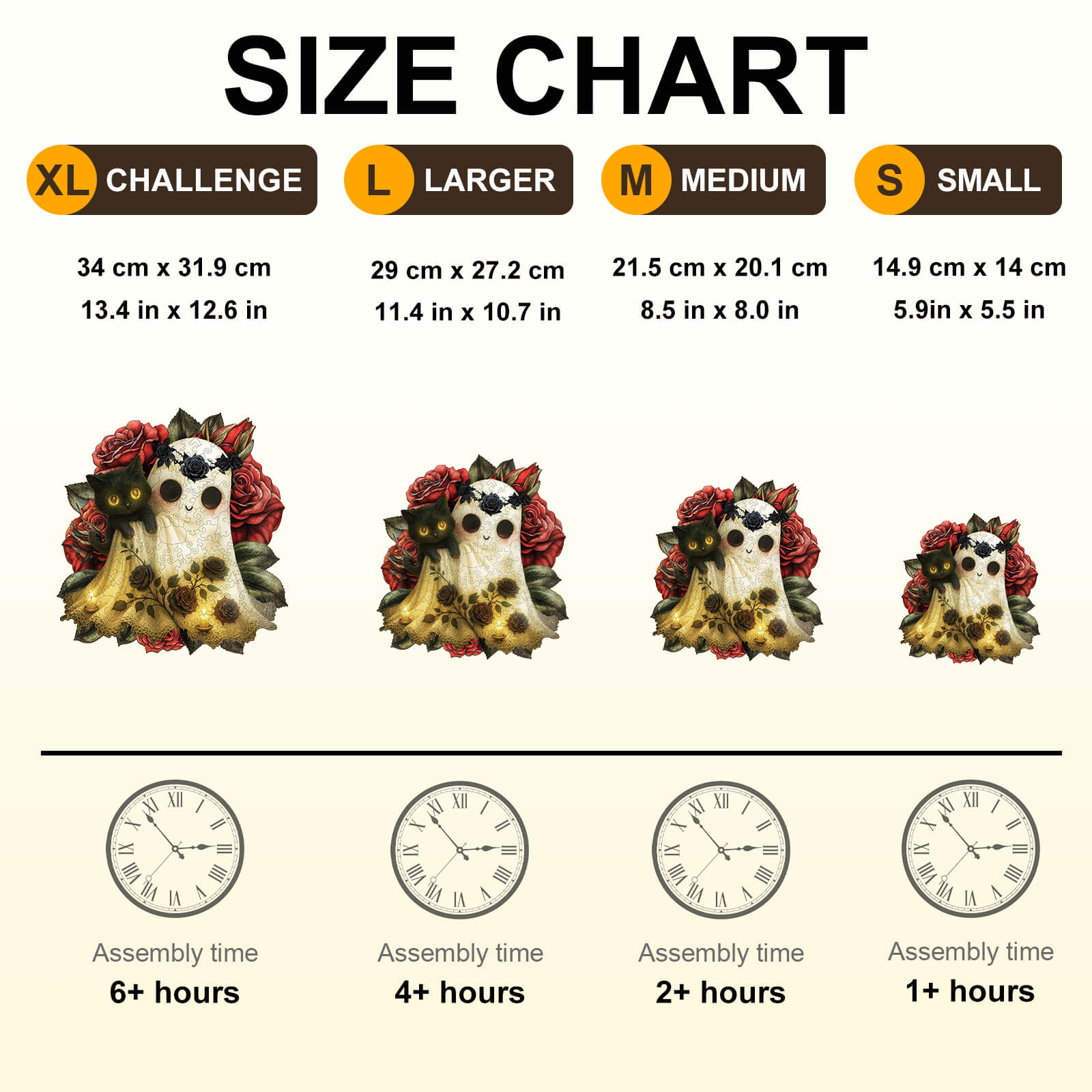 Ghost Loves Cat Wooden Jigsaw Puzzle