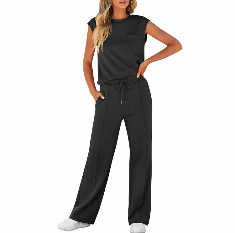 Women's 2-Piece Summer Set – Sleeveless Top & Wide-Leg Pants