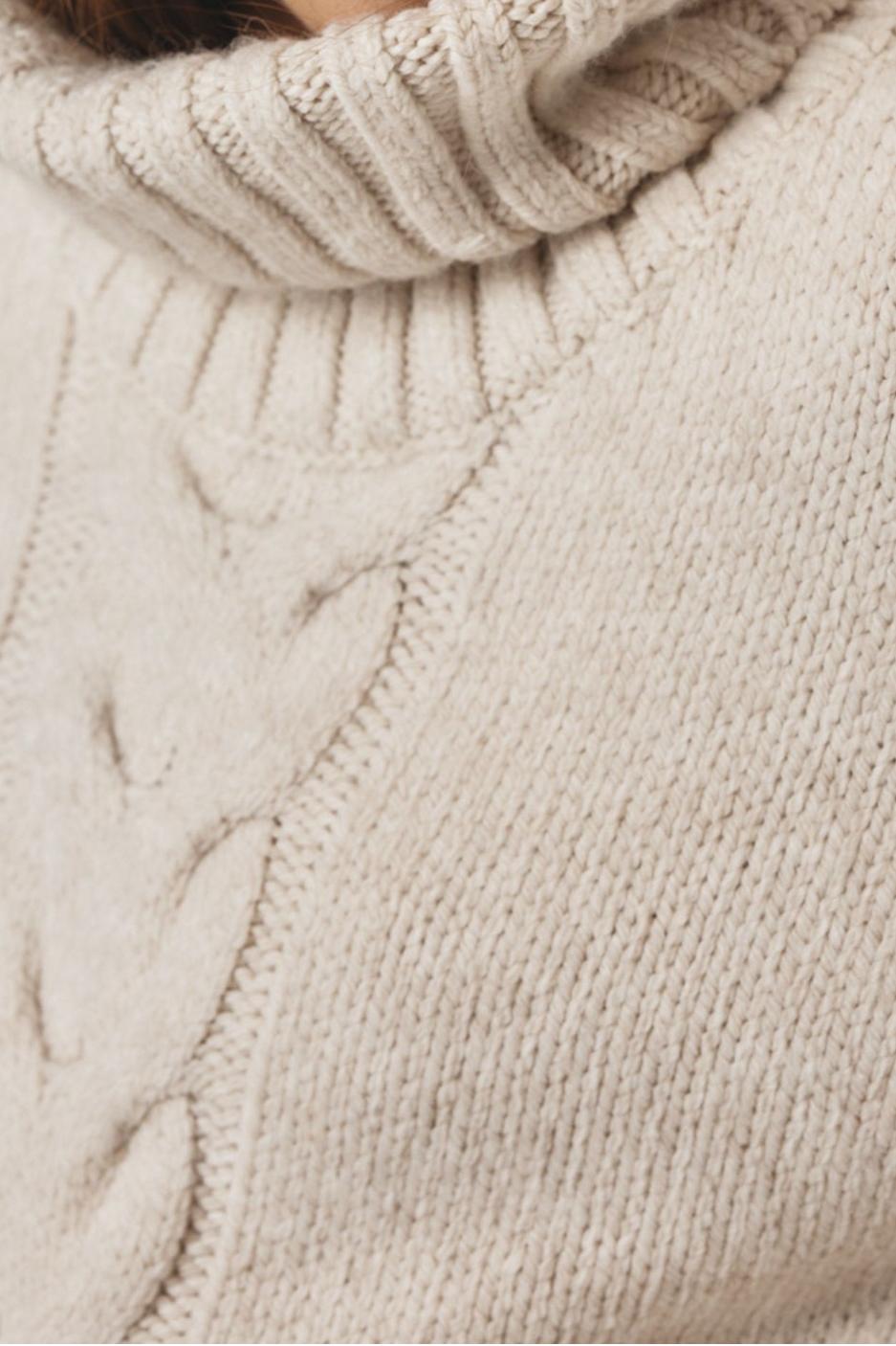 Slouchy Cable Turtleneck Sweater