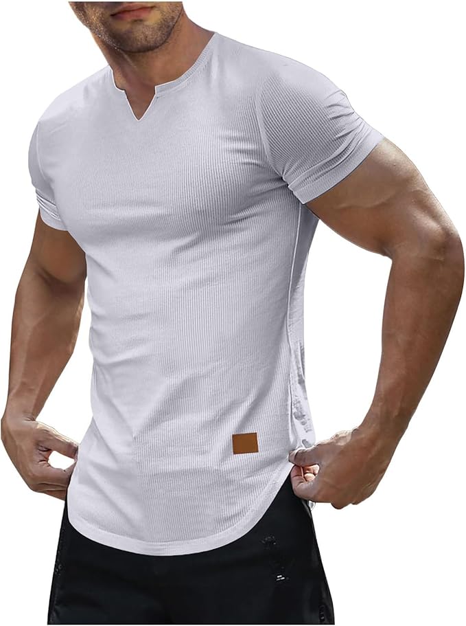 🔥Men’s Slim Fit V-Neck Muscle T-Shirts