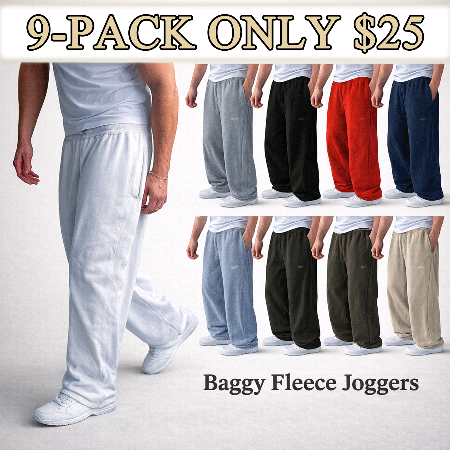 Baggy Fleece Joggers (Relaxed Wide Fit)