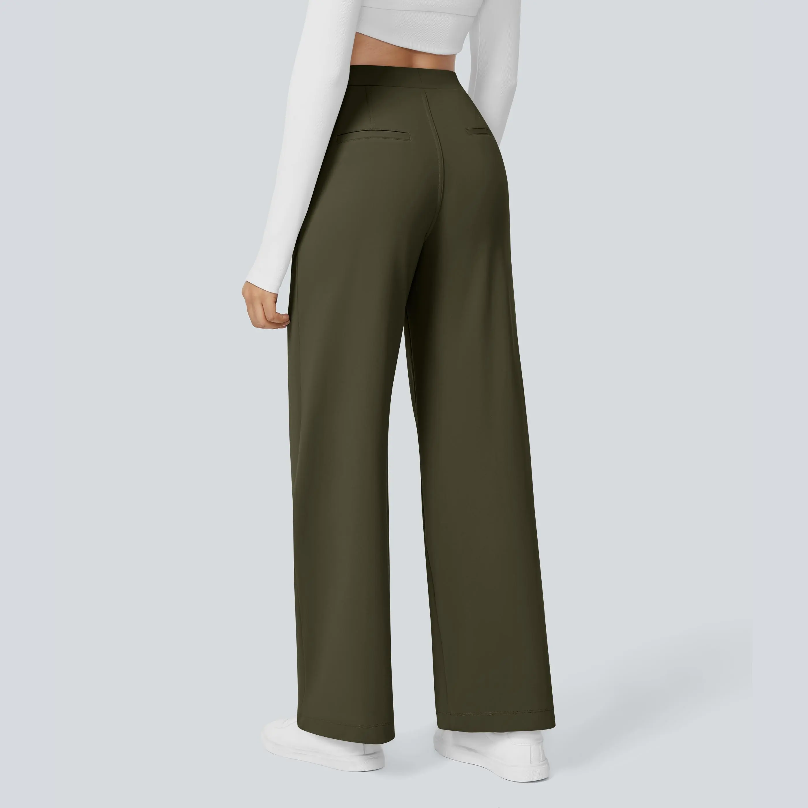 High Waisted Pocket Straight Leg Work Pants