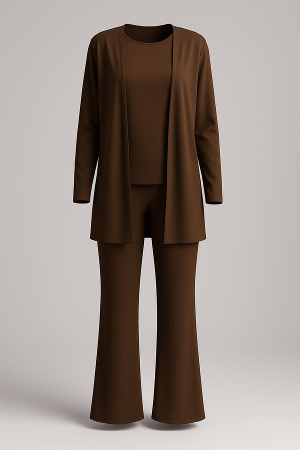 Women's Split Joint Plain Commuting Going Out Matching Outfit Caramel Street Spring/Fall Multi-Piece Set Matching Set