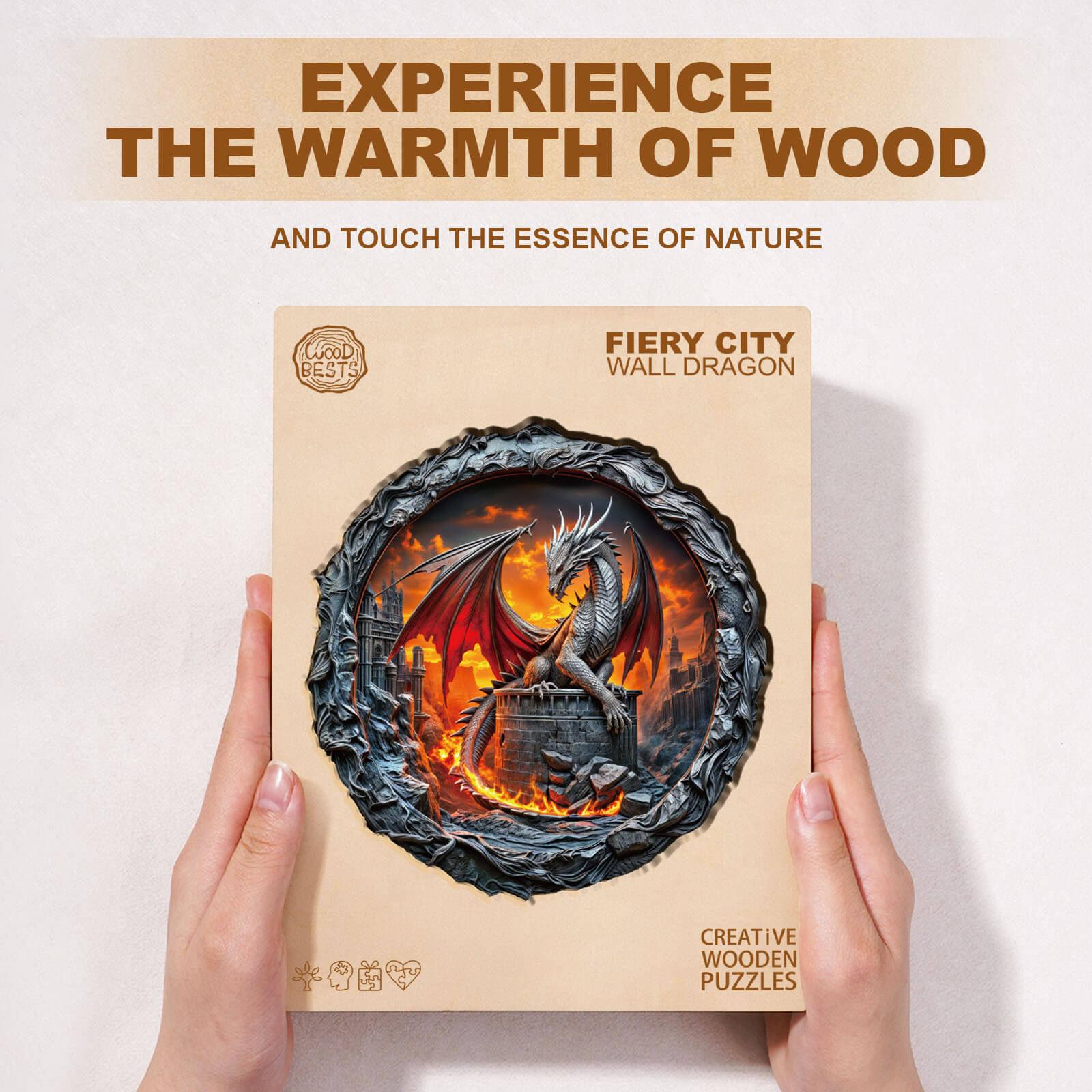Fiery City Wall Dragon Wooden Jigsaw Puzzle