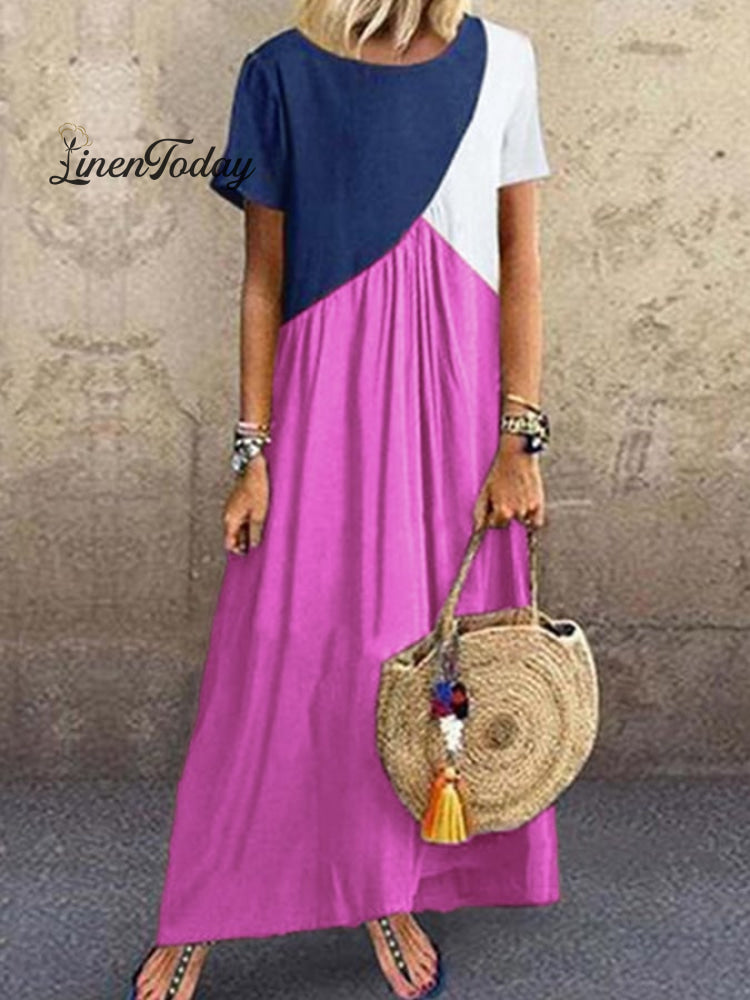 Casual Round Neck Short Sleeve Dress