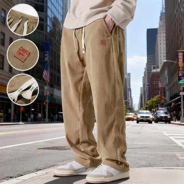 Men's Corduroy Straight-Leg Sweatpants