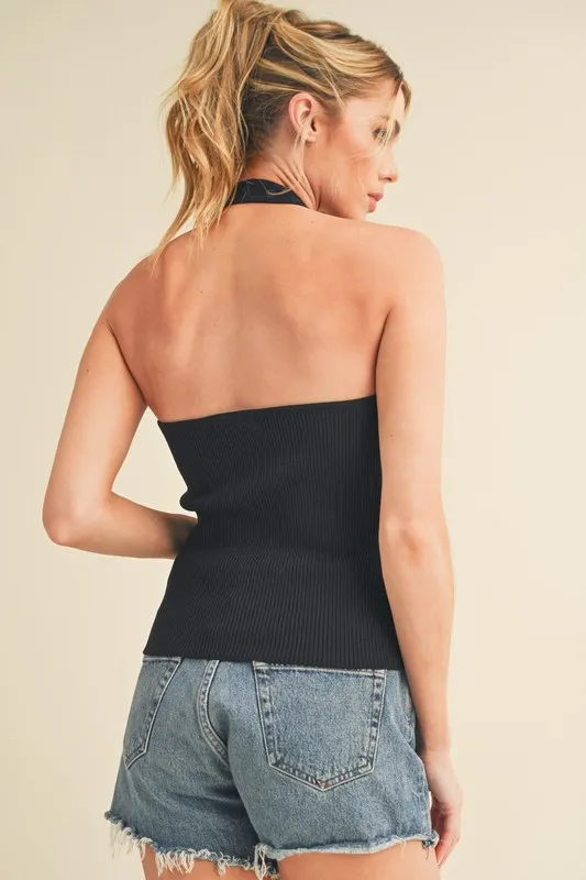 Ribbed Halter Neck Cami