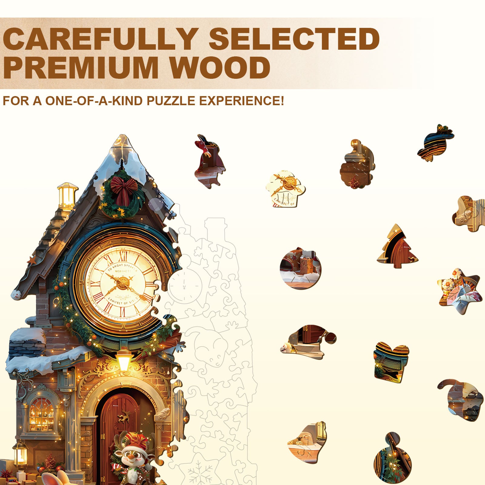 Christmas Clock Tower-1 Wooden Jigsaw Puzzle