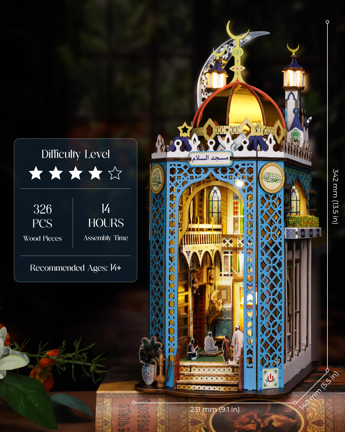 Mosque - DIY Book Nook Kit,3D Wooden Puzzle