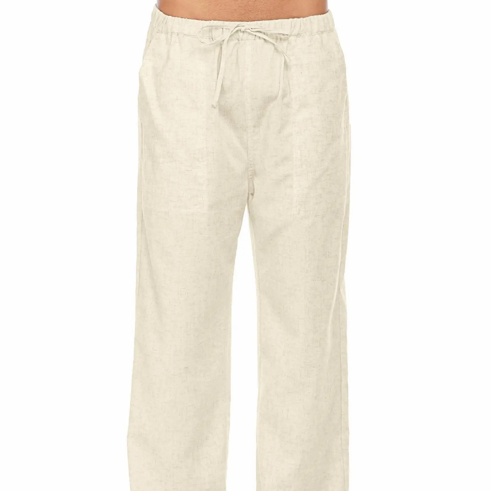 New York Fashion Week Linen Yoga Elastic Beach Vacation Pants Cotton Fabric Bottom