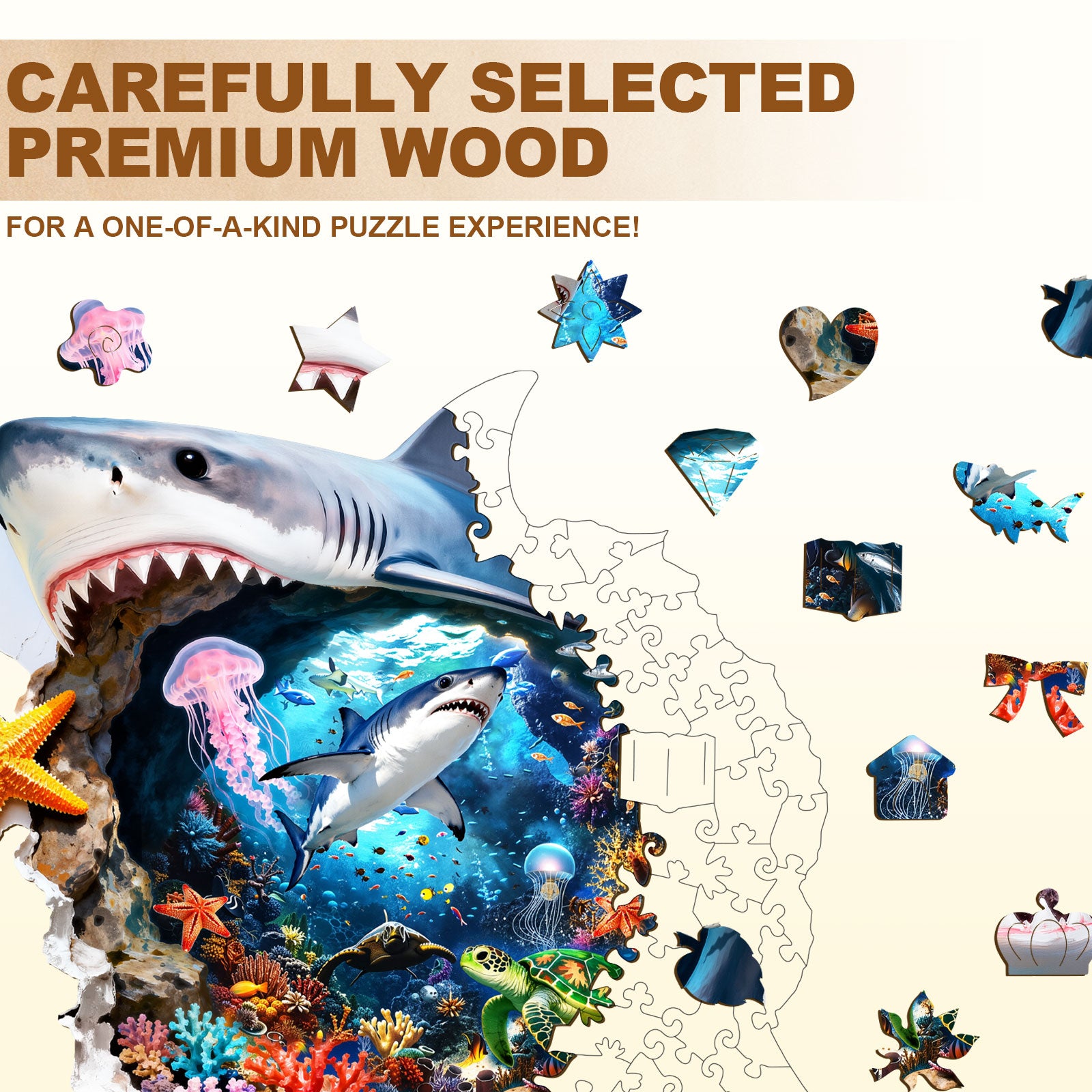 Shark Alert Wooden Jigsaw Puzzle