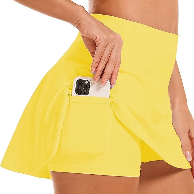 Women's Tennis Skirts Golf Skirts Breathable Quick Dry With Pockets Tennis Clothing Golf Apparel 2 in 1 Golf Tee Pocket Printed Summer Tennis Golf Badminton