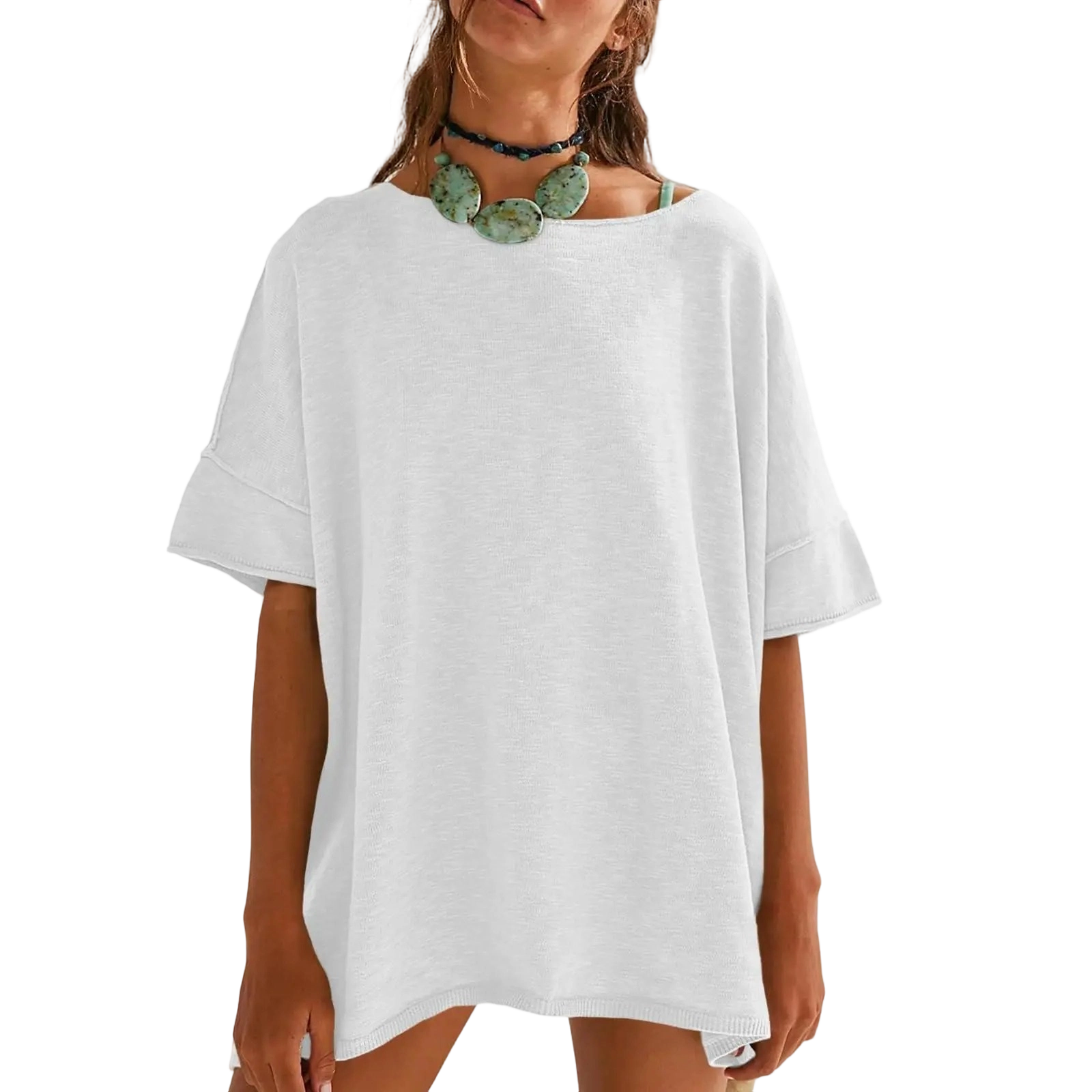 Casual Short Sleeve Blouse with Side Slits