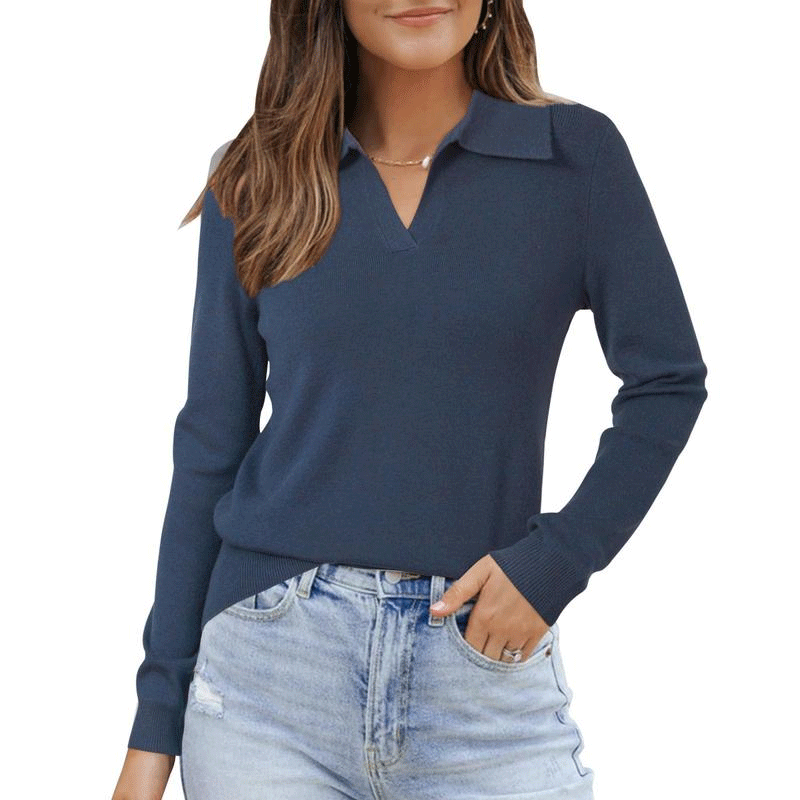 Women's Cozy Wool-Blend Collar Knit Top