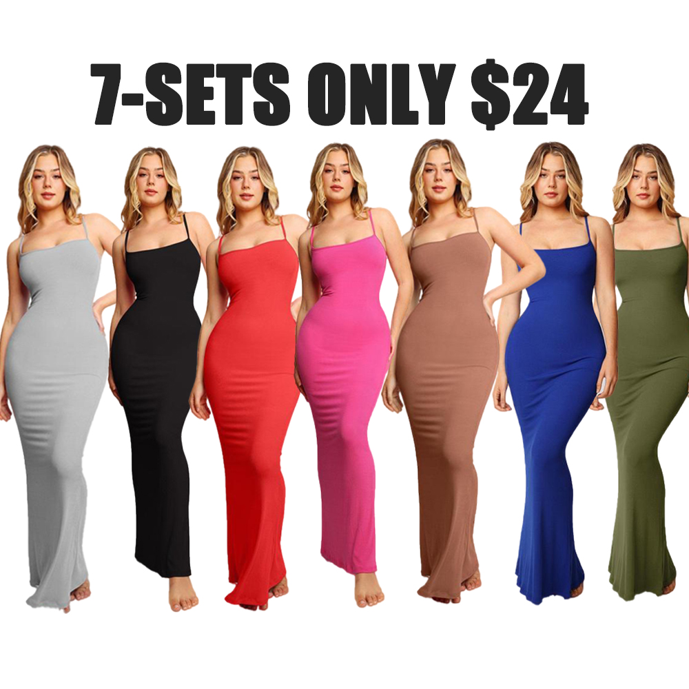 Women’s Built-In Shapewear Dress – Body-Hugging, Curve-Enhancing Slip Dress with Sculpting Support – Plus Size Friendly (XS–5XL)