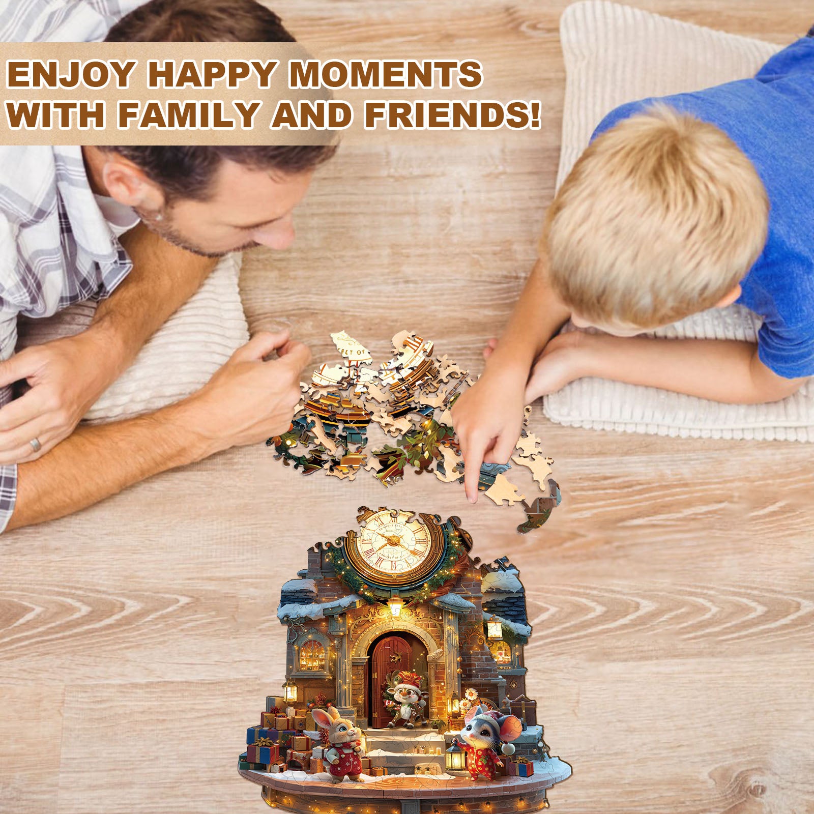 Christmas Clock Tower-1 Wooden Jigsaw Puzzle