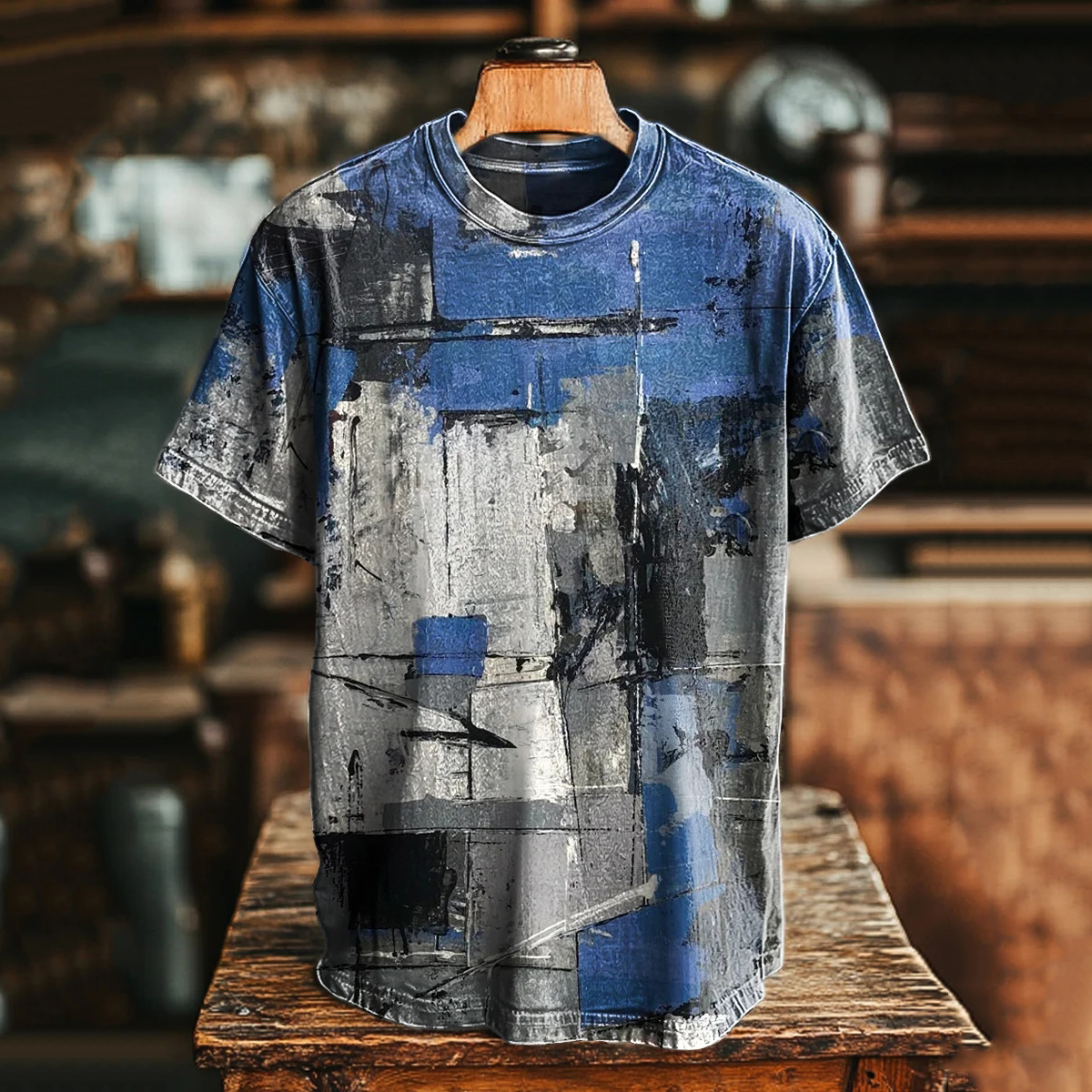 Vintage Abstract Geometric Graffiti Printed Casual Loose T-shirt