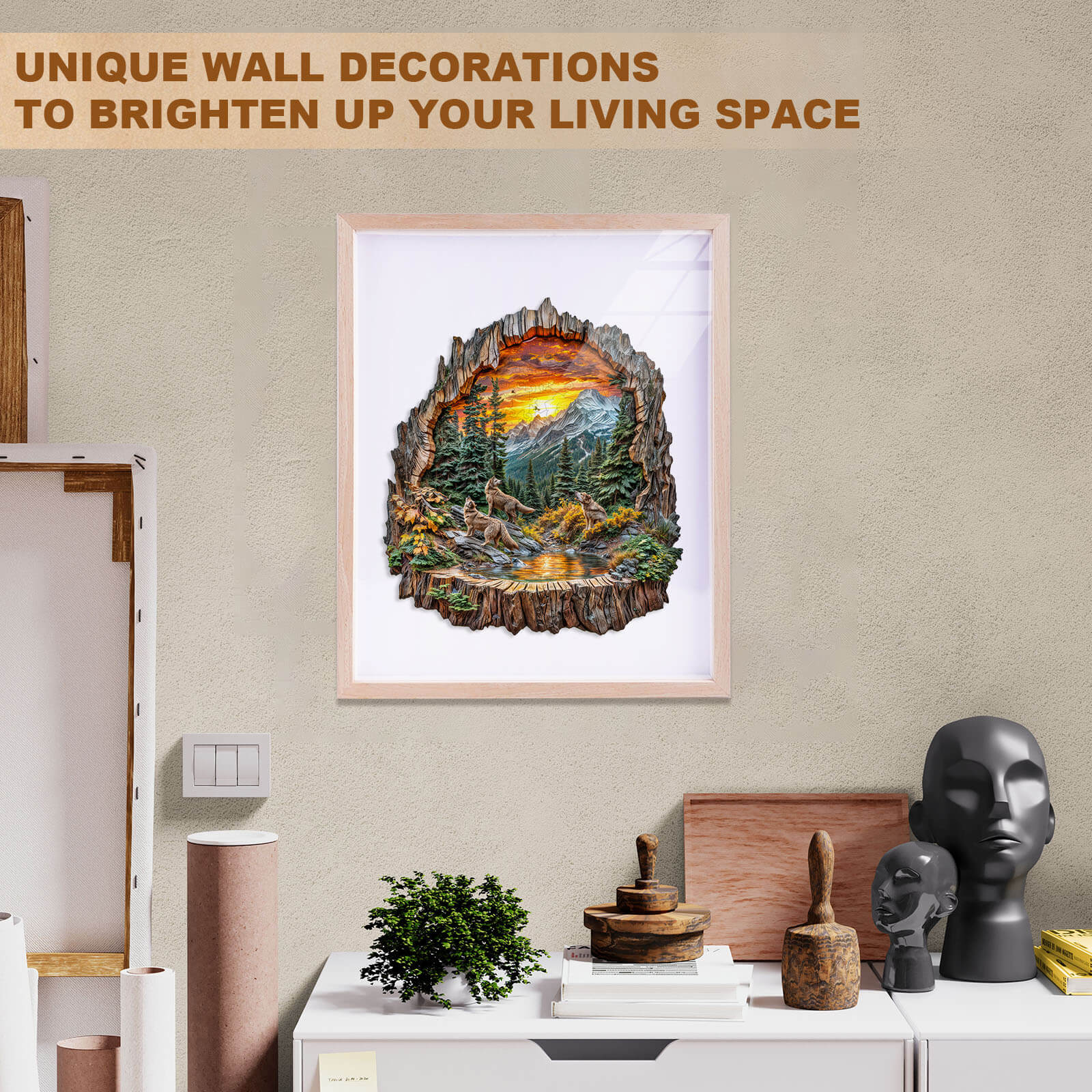 Tree stump Wolf Wooden Jigsaw Puzzle