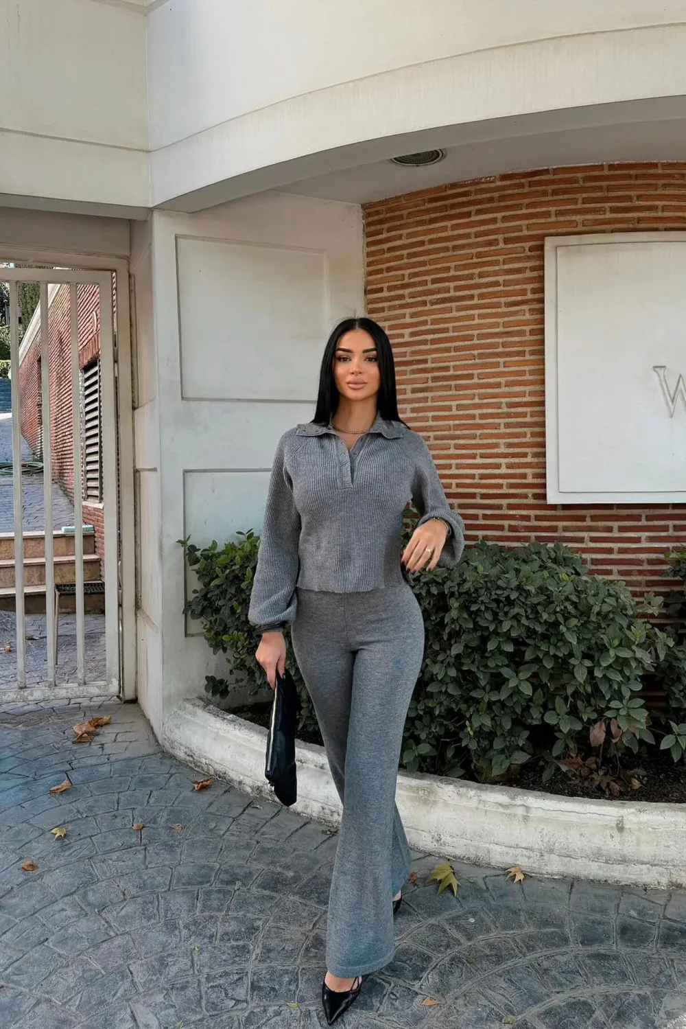 Sweater Pant Set - Charcoal