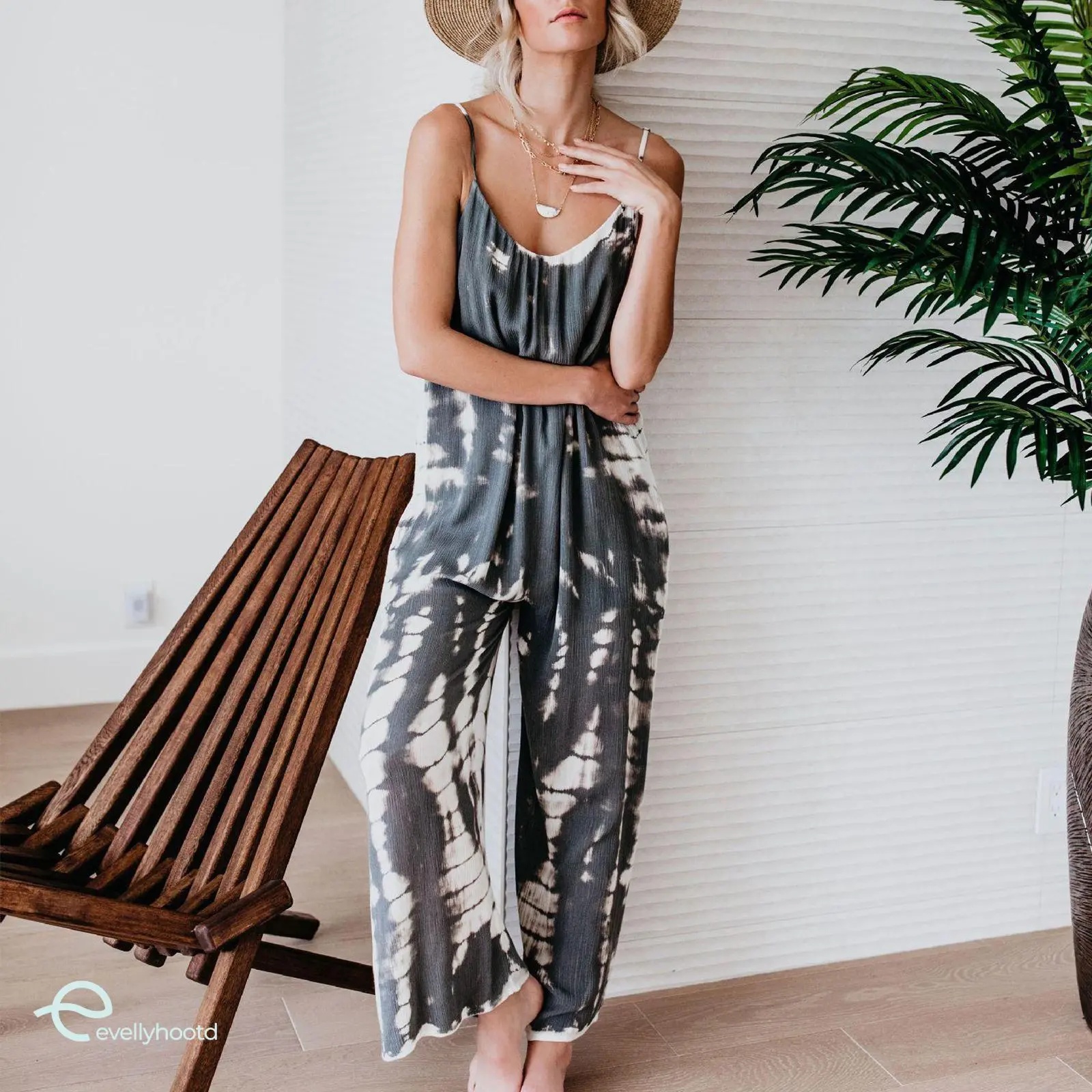 Plus Size Women Fashion Wide Leg Suspender Jumpsuit with Pockets Curvy Overalls