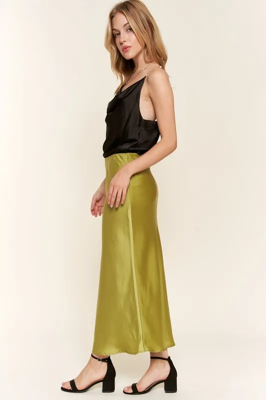 And The Why Satin Midi Skirt