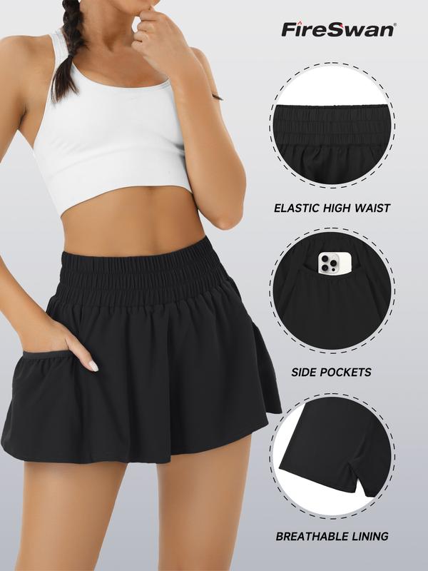 Women’s High-Waisted Elastic Shorts – Flowy Casual Shorts with Pockets, Plus Size Friendly