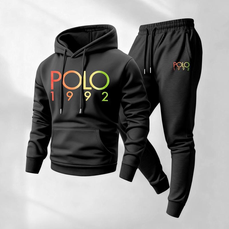 Men’s Casual Printed Hoodie & Drawstring Sweatpants Set