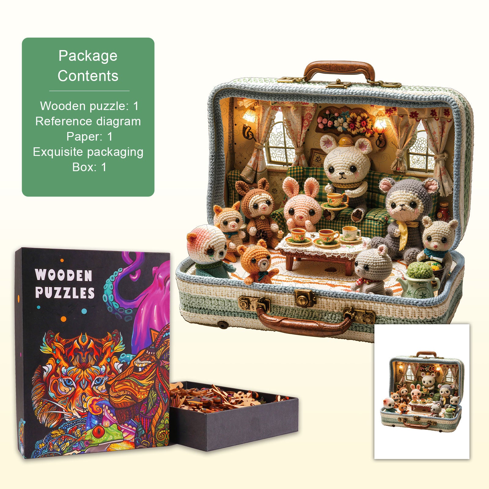 Animal Tea Party Wooden Jigsaw Puzzle