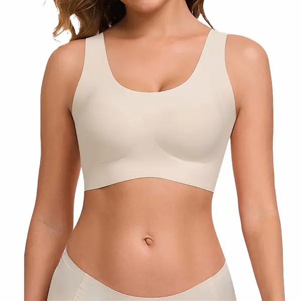 Seamless Bras for Women Full Coverage Wireless Bralette Widen Straps Side