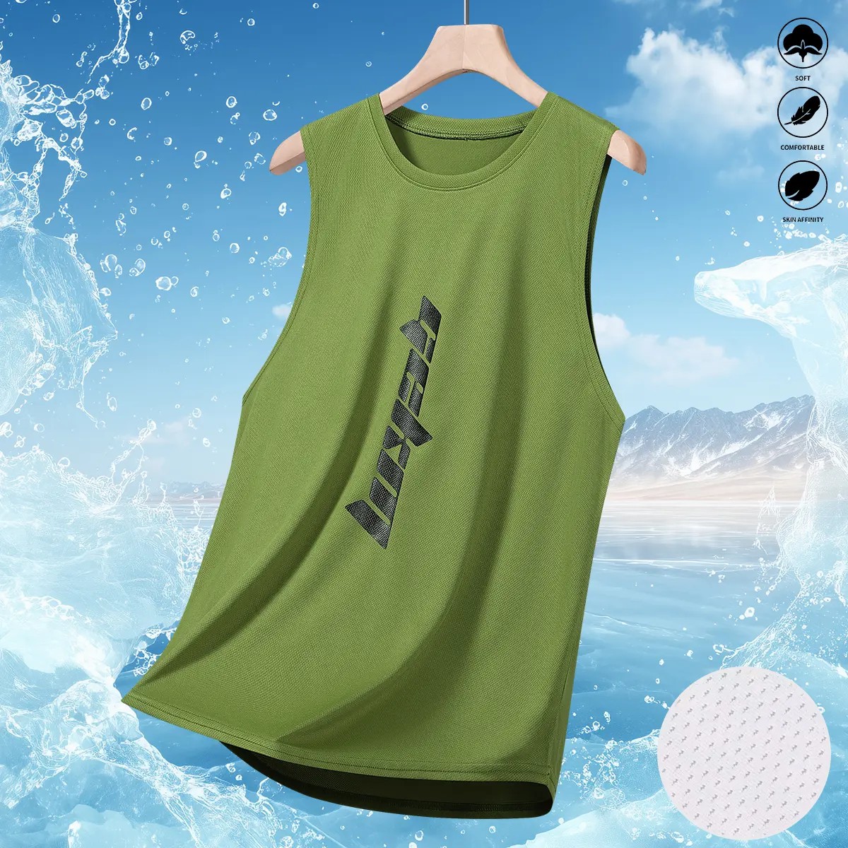 Men's Stylish Sleeveless Shirt - Perfect for Summer - Quick Dry & Breathable Letter Print Slightly Stretch Crew Neck Tank Top