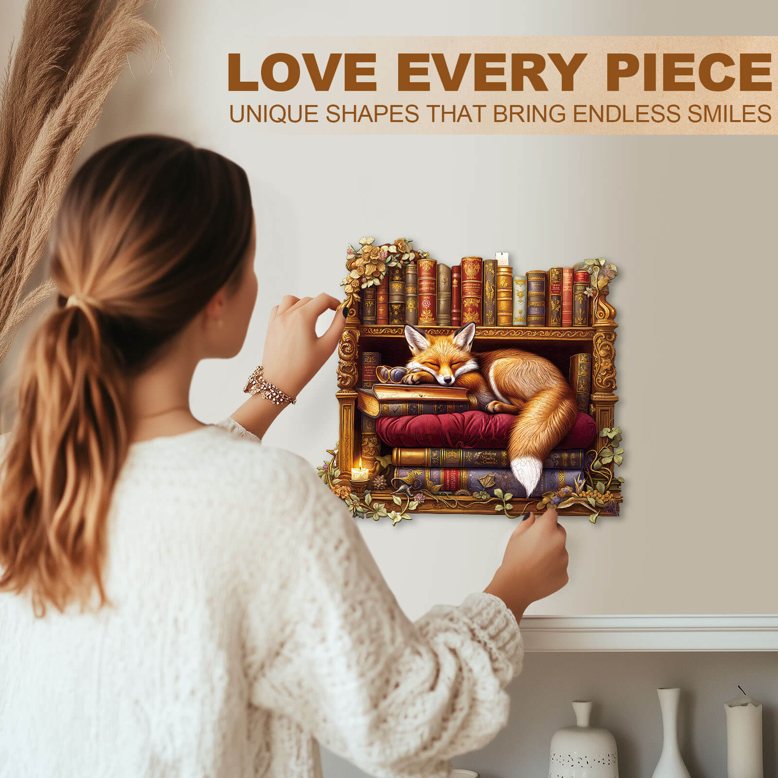 Sleep Library-Fox Wooden Jigsaw Puzzle