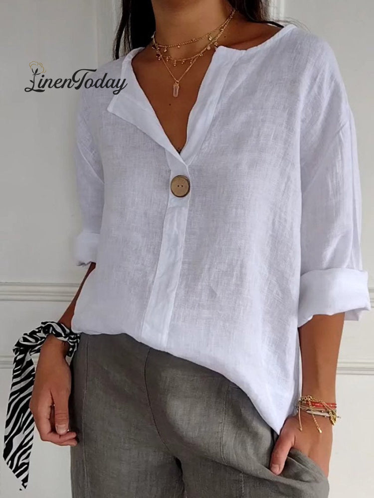 Women's Casual Cotton Linen Shirt