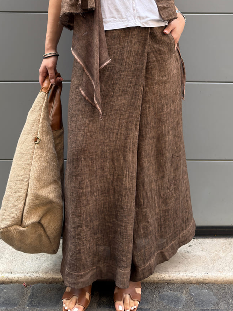 Women's Cotton And Linen Casual Wide Leg Pants
