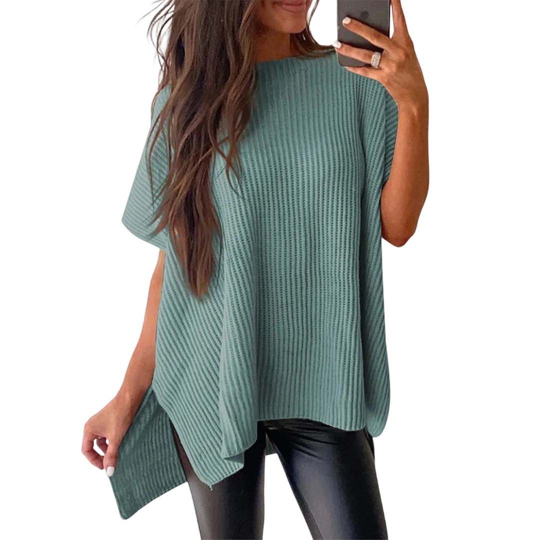 Women's Oversized Ribbed Short Sleeve Knit Top
