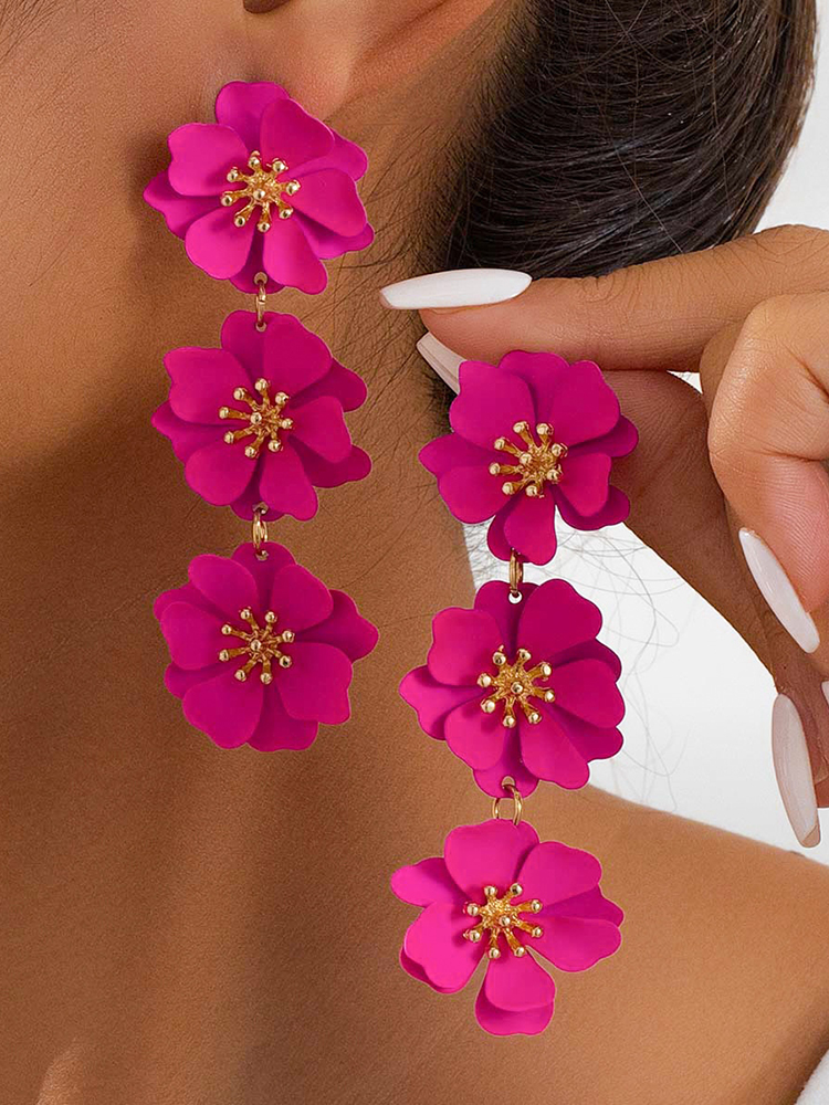 Holiday Style Floral Long Earrings