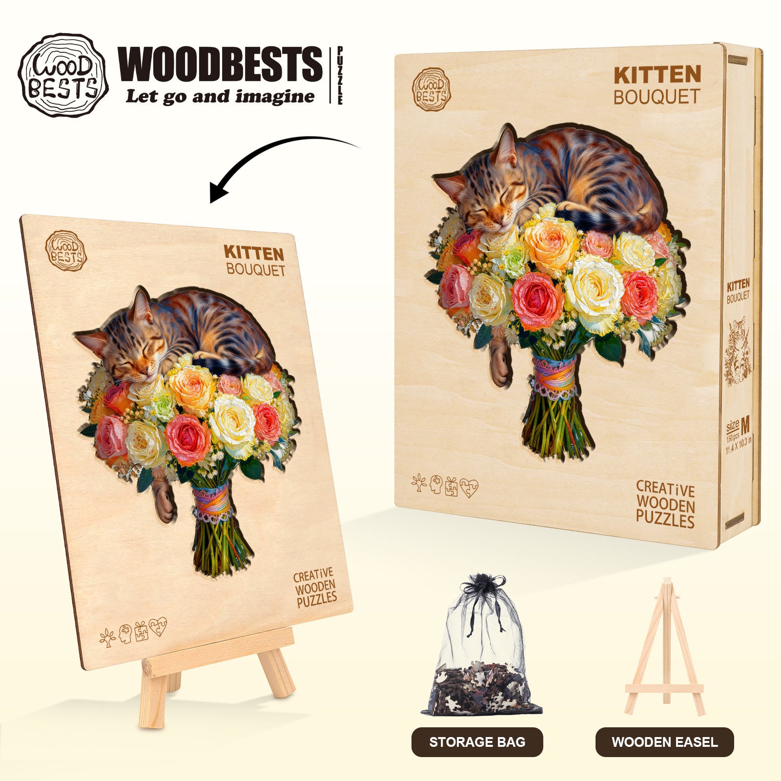 Kitten Bouquet Wooden Jigsaw Puzzle