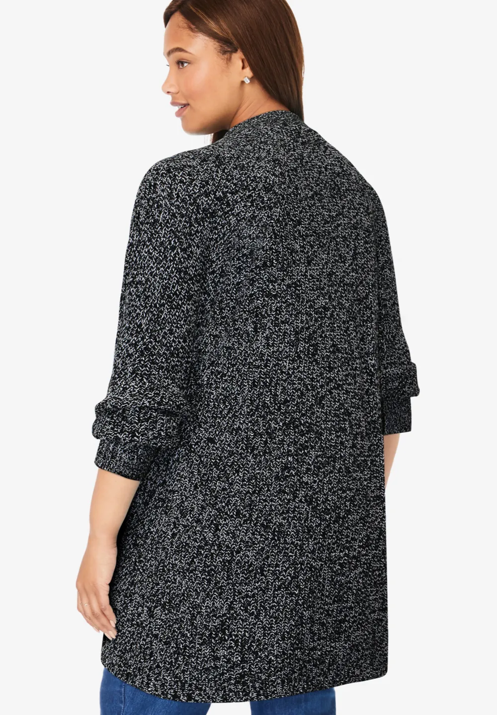 Button-Front Shaker Cardigan