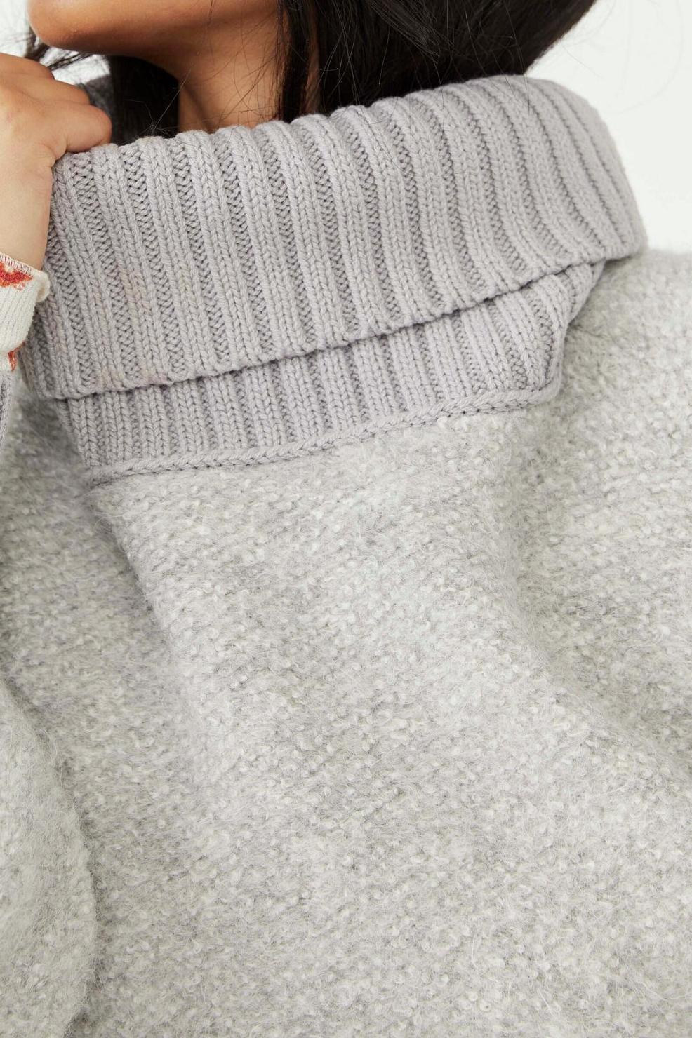 Grey Turtleneck Crewneck Sweaters