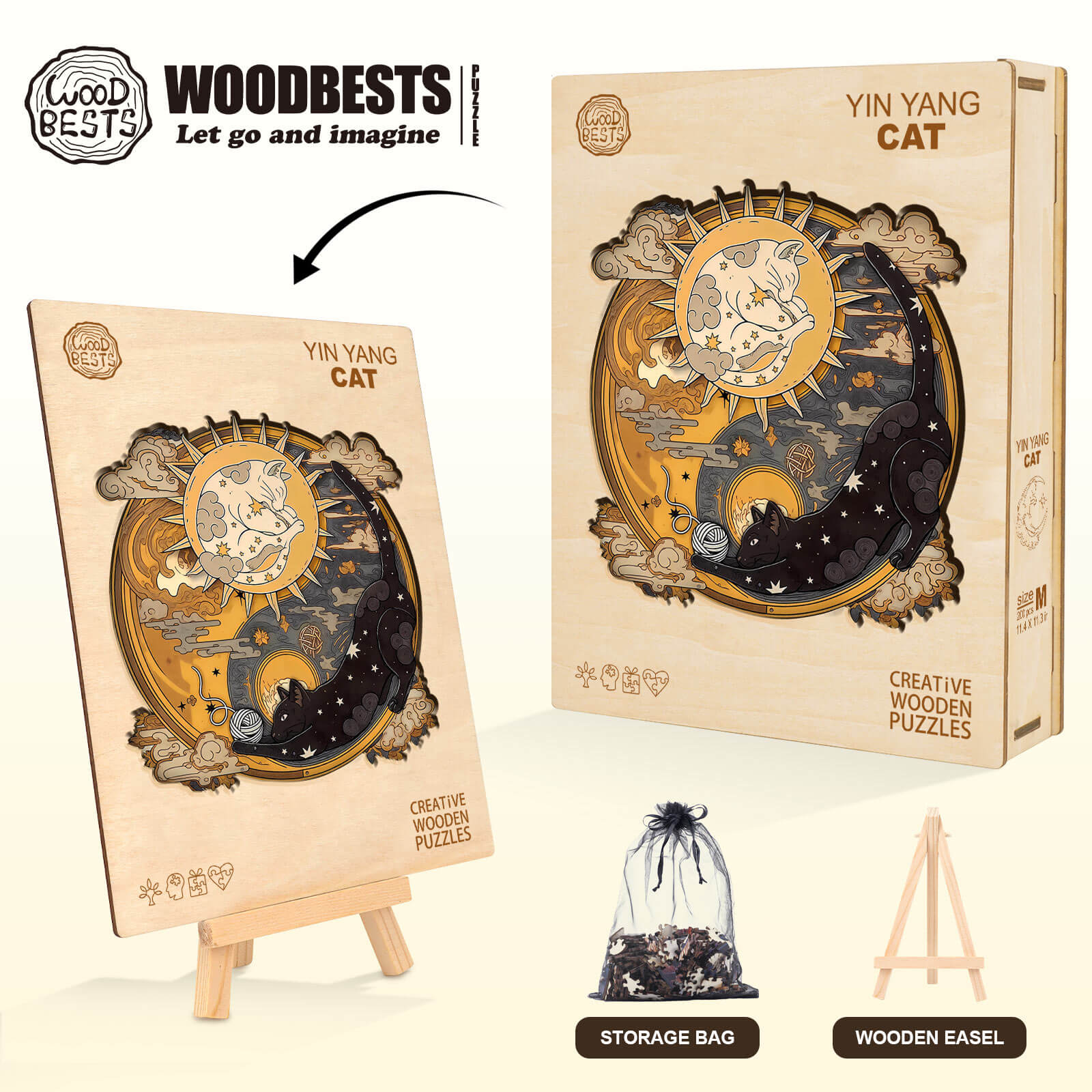 Yin Yang Cat Wooden Jigsaw Puzzle