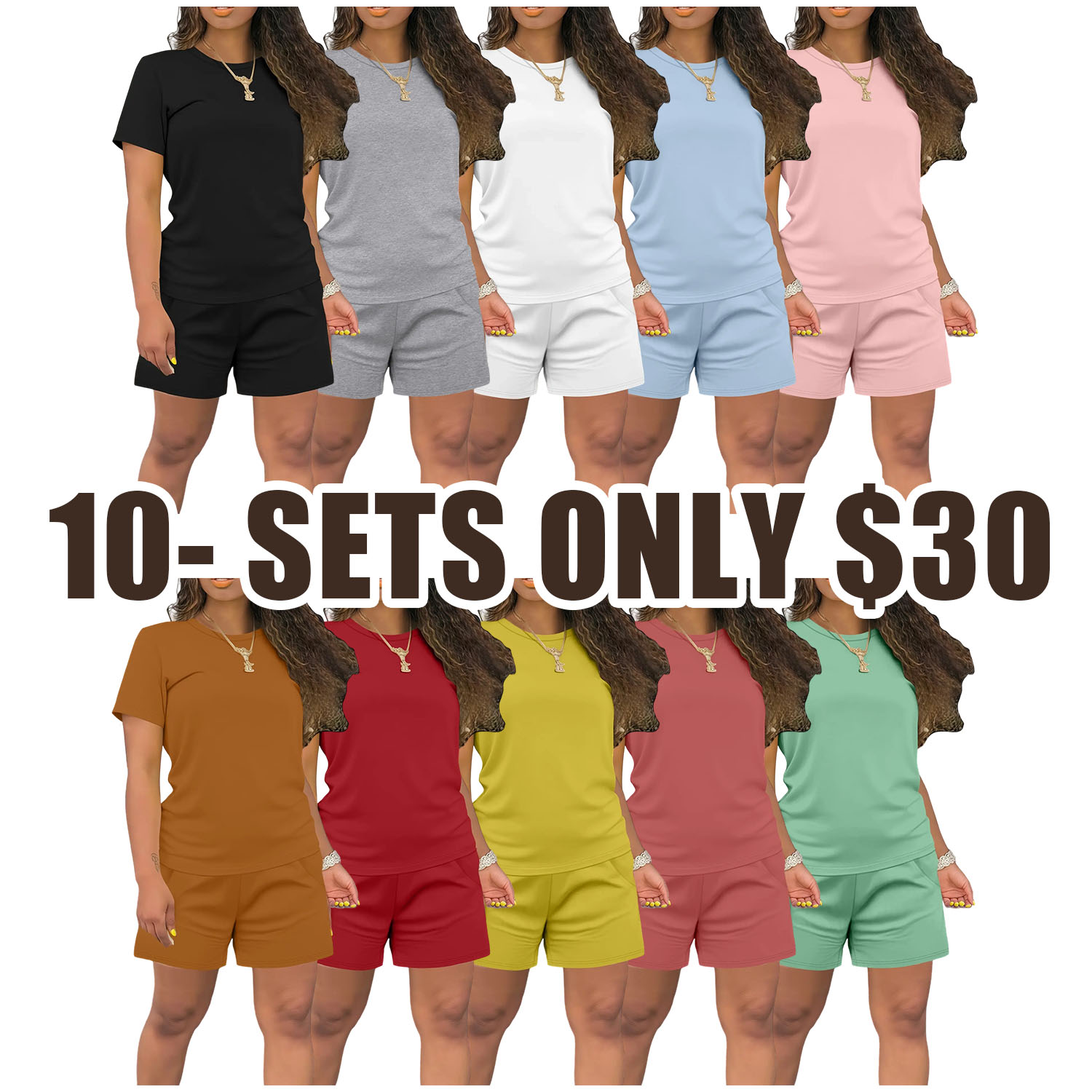Women's Summer Casual Set, Regular Fit Short Sleeve Top & Shorts, Plain Color Women's, Comfortable Daily Wear Womenswear Fitted Outfit