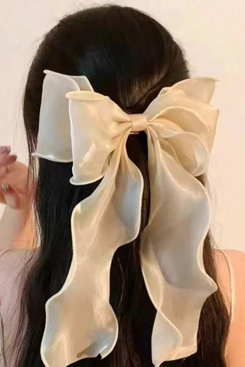White Sweet Bow Knot Long Tails Large Hair Clip
