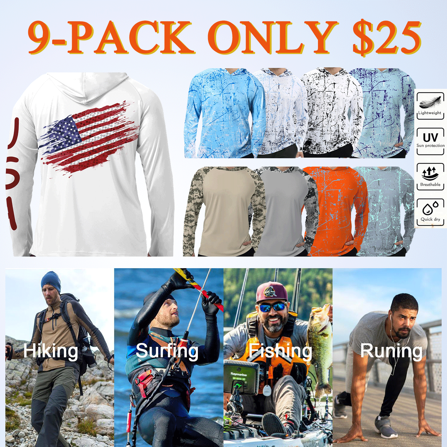 ☀️☀️ Men's UPF 50+ Sun Protection Hoodie Shirt