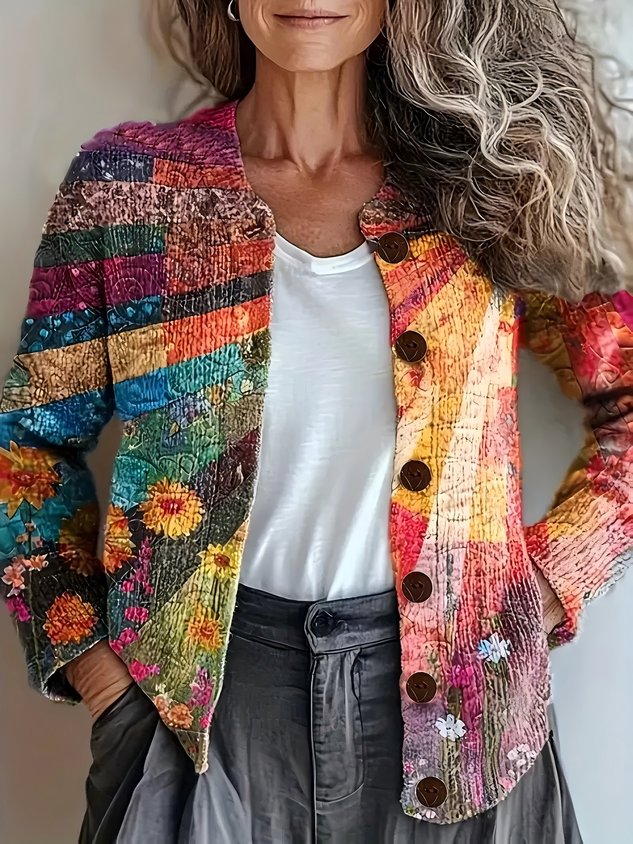 Loose Knitted Psychedelic Art Casual Cardigan