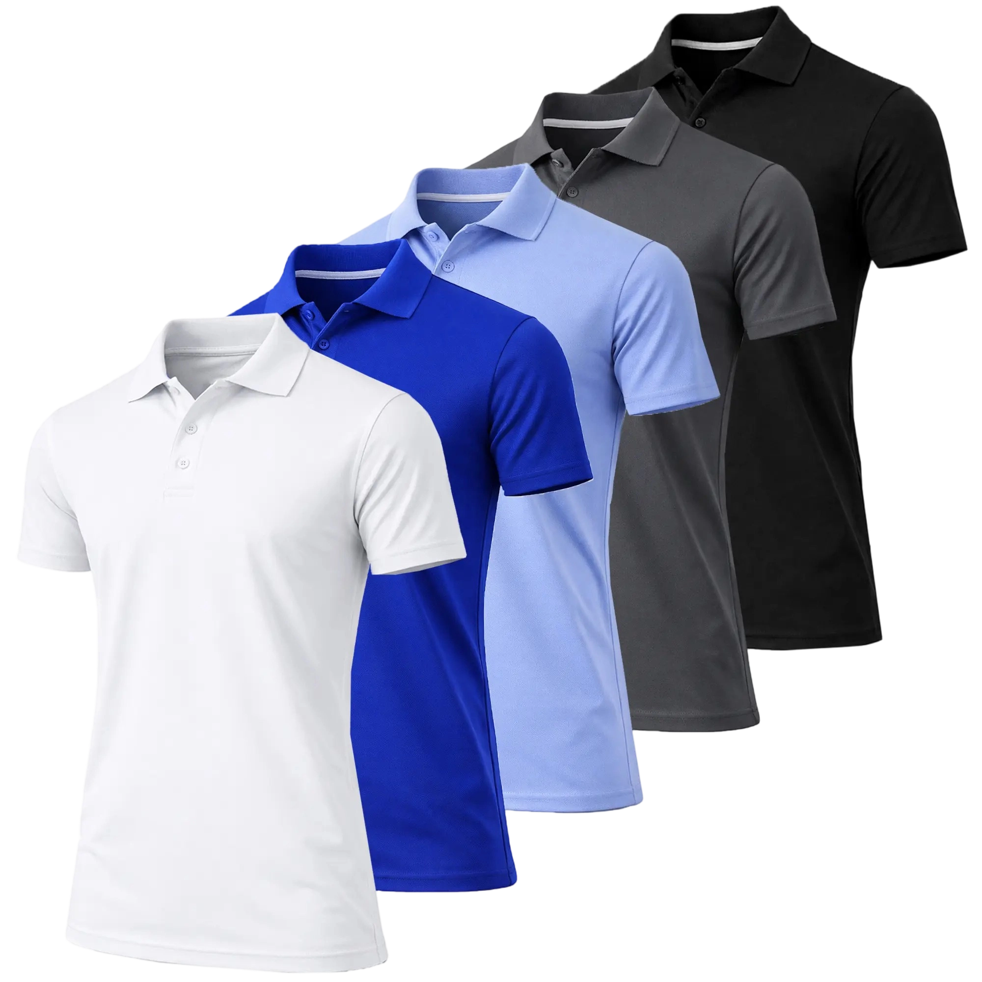 Men's Performance Polo Shirt with Ribbed Sleeves