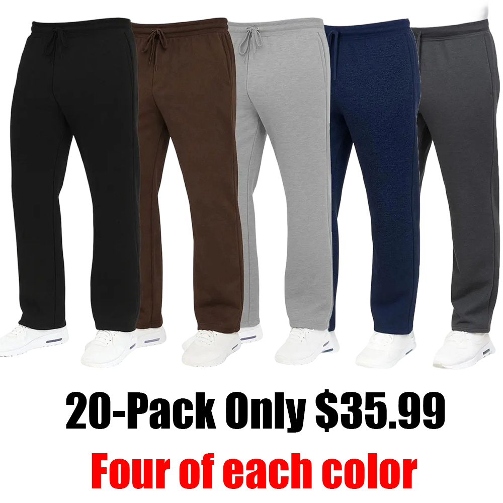 Men's Classic Heavyweight Fleece Sweatpants with Open Bottom