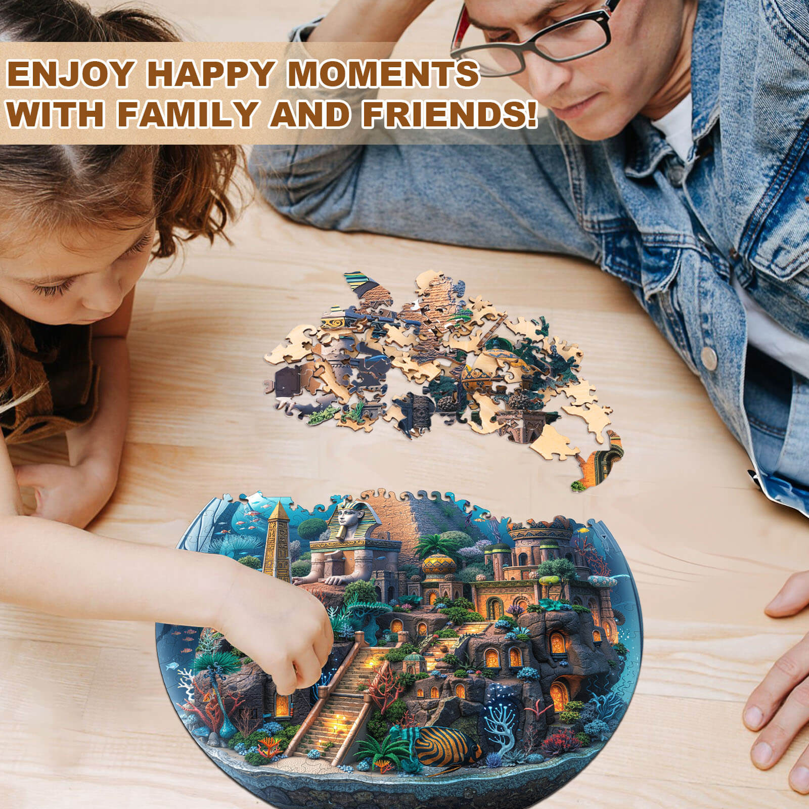 Underwater pyramid field Wooden Jigsaw Puzzle