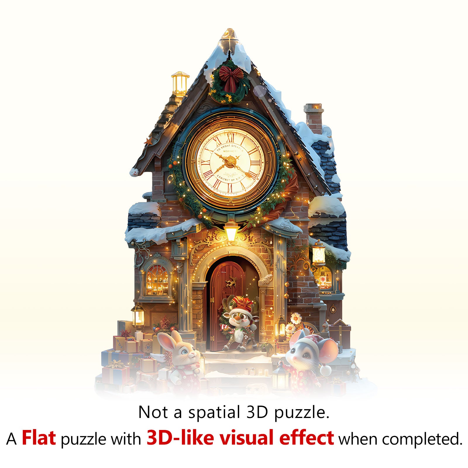 Christmas Clock Tower-1 Wooden Jigsaw Puzzle